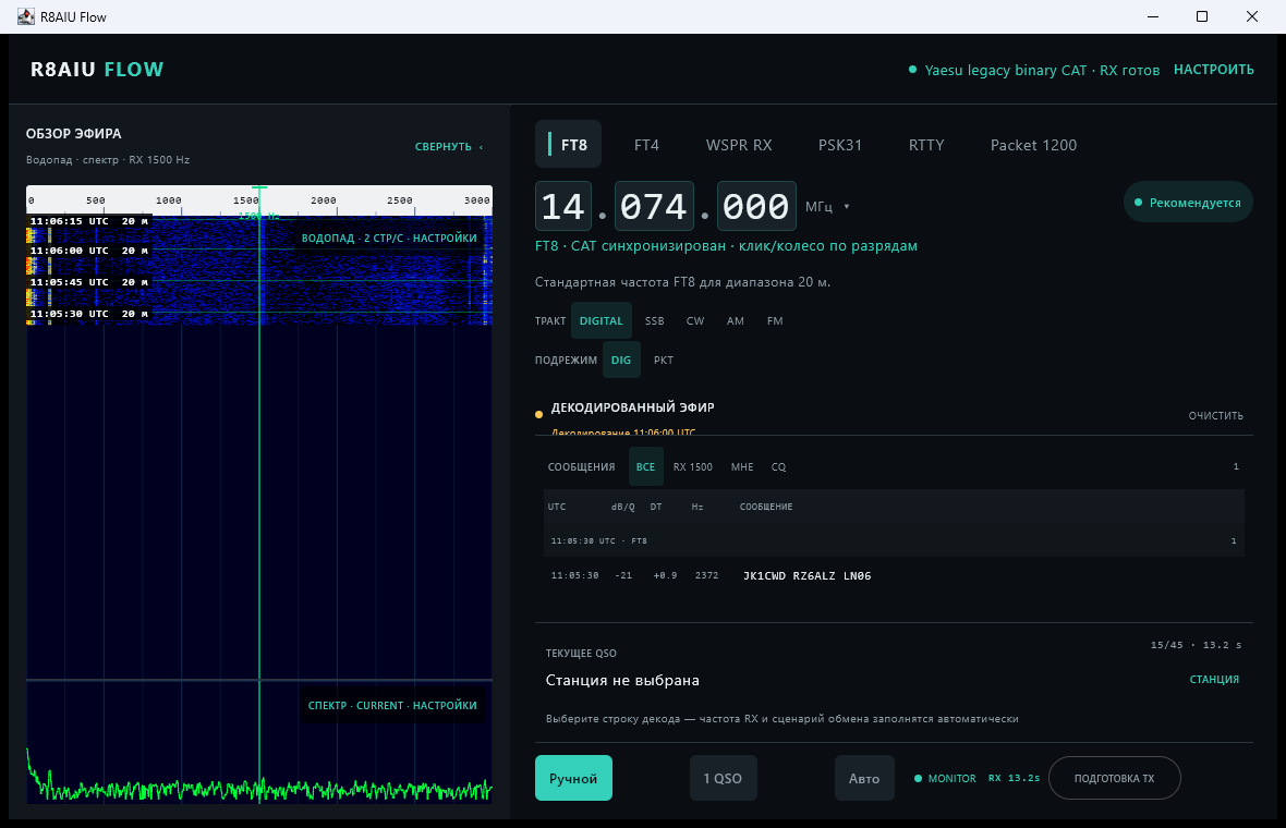 Рабочее пространство приложения R8AIU Flow